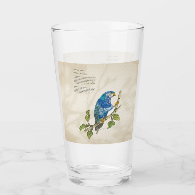 Verre Ultramarine Lorikeet Aquarelles peintes à la main (Devant)