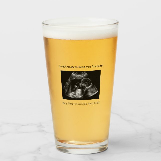Verre Ultrasound Photo Grossesse Faire-part grand-mère (Devant (rempli))
