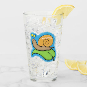 Verre Un mignon escargot heureux sur une illustration d'