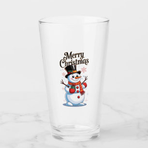 Verre Un Noël enchanté : un bonhomme de neige souriant