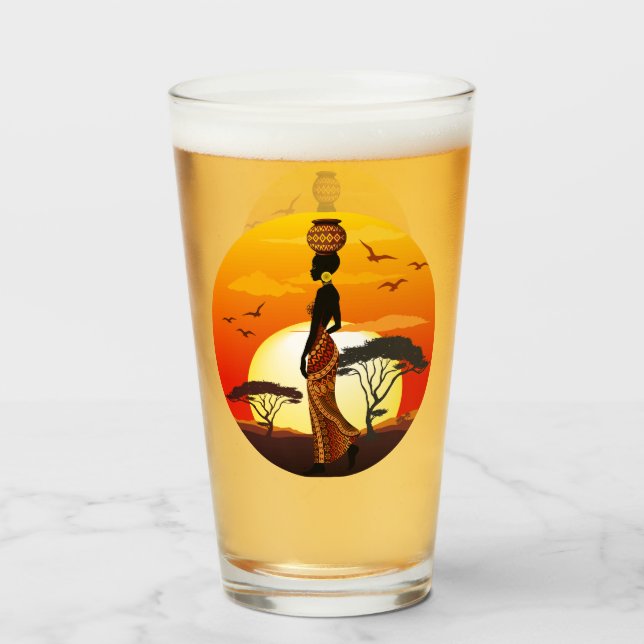 Verre Une belle femme africaine Silhouette sur les solei (Devant (rempli))