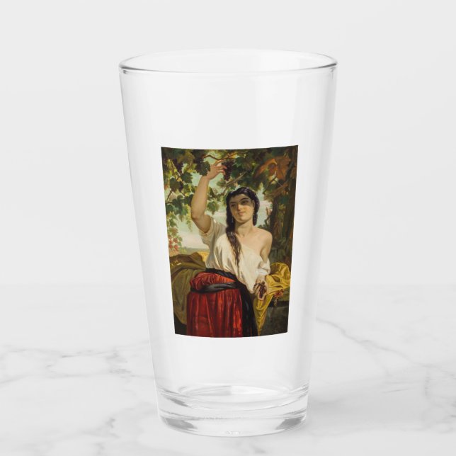 Verre Une Italienne Prélevant Des Raisins (Récolte D'Été (Devant)