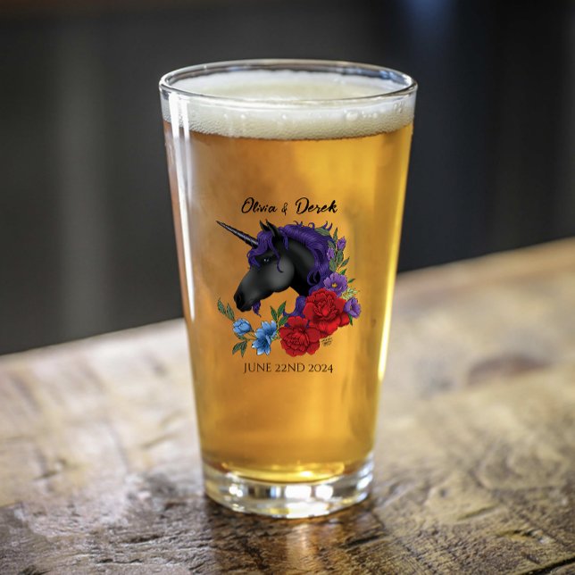 Verre Unicorne noire violet Fleurs de Sage Rouge (Créateur téléchargé)