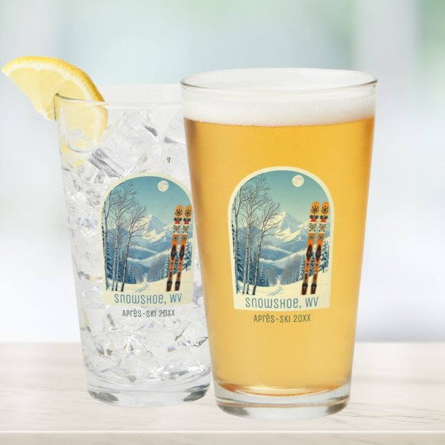Verre Vacances à Snowshoe West Virginia USA ski bière (Créateur téléchargé)