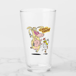 Verre Vache et poulet à courir graphique
