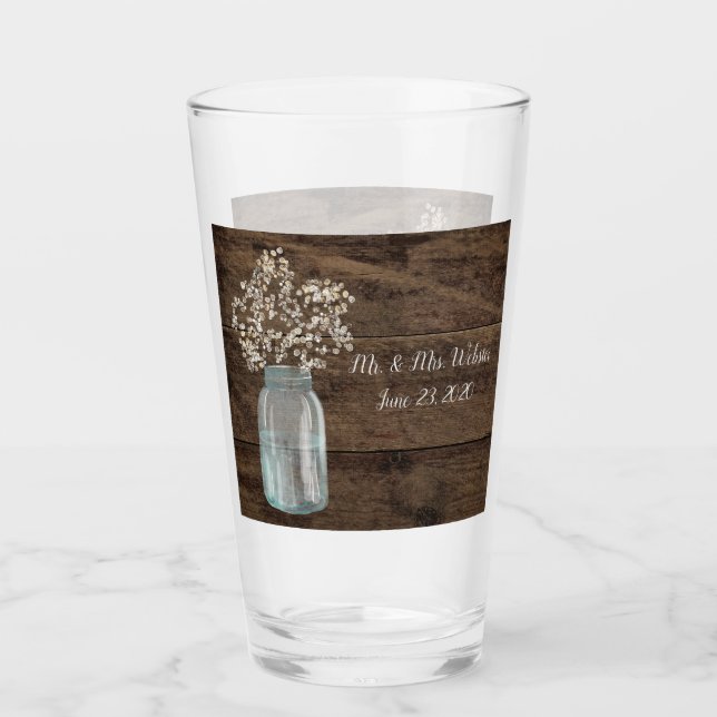 Verre Vaisselle rustique de boissons de mariage de pays (Devant)