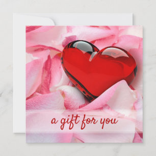 Verre Valentine's Day Heart Rose Petals Carte cade