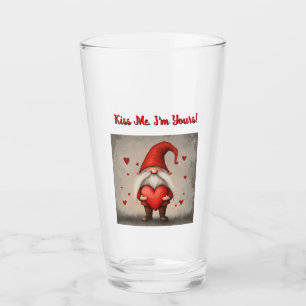 Verre Valentine's Gnome "Embrasse-moi. Je suis à toi ! V