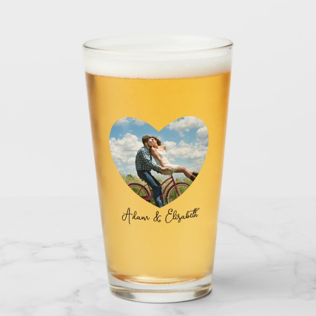 Verre Valentines personnalisées Jour Photo Couple Bière  (Devant (rempli))