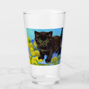Verre Van Gogh Style Chat avec tournesol