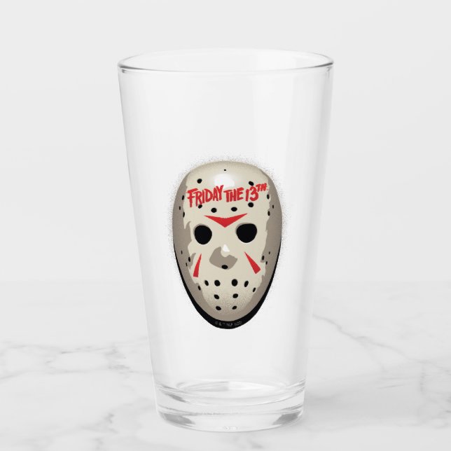 Verre Vendredi 13 | Graphique de masque de hockey (Devant)
