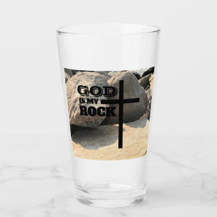 Verre Verset biblique Dieu est mon Rocher Croix noire Ch