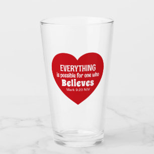 Verre Verset biblique miracle Cœur rouge encourageant à 