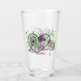 Verre Vert et violet avec Coeurs Whimsical