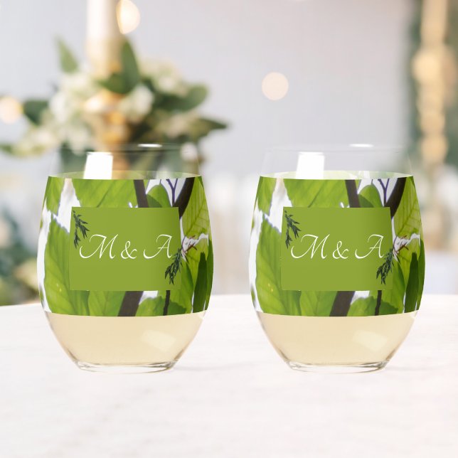 Verre vert Feuille Mariage sans pierre (Insitu (Mariage))