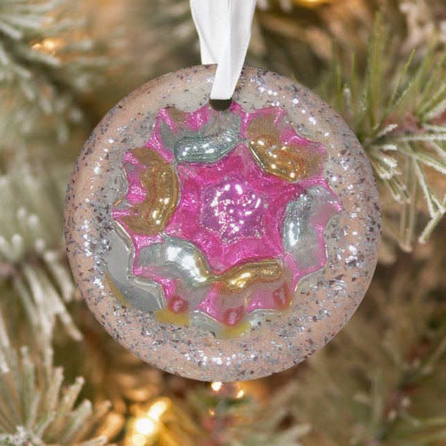Verre vintage Boule de Noël rose bijou antique (Arbre)