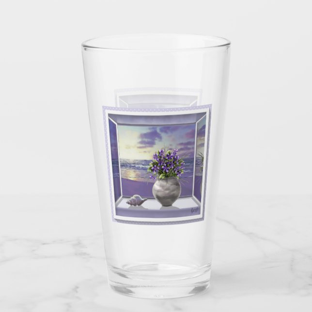 Verre violettes dans un bocal de lune (Devant)