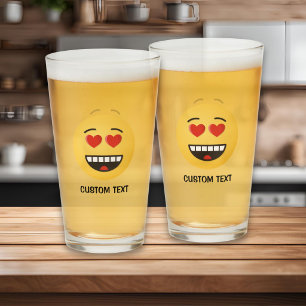 Verre Visage souriant avec des yeux en forme de cœur
