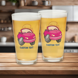 Verre Voiture de dessin animé rose