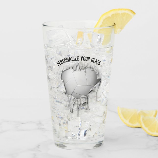 Verre Volley-ball déchiré (Personnalisé) (Dos glace)