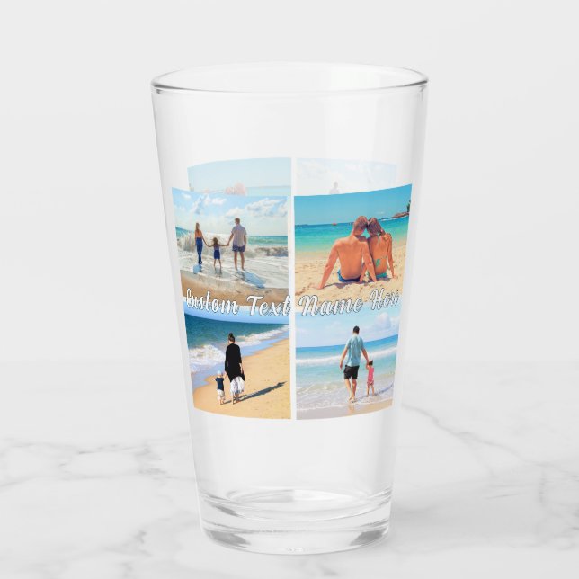 Verre Votre texte personnalisé sur collage de photos en  (Dos)