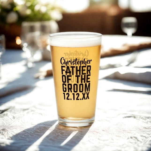 Verre Wedding Parent Father of the Groom (Father of the Groom Glass with space for their name and your wedding date)