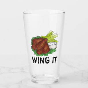 Verre Wing It Spicy BBBQ Buffalo Poulet Ailes Foin