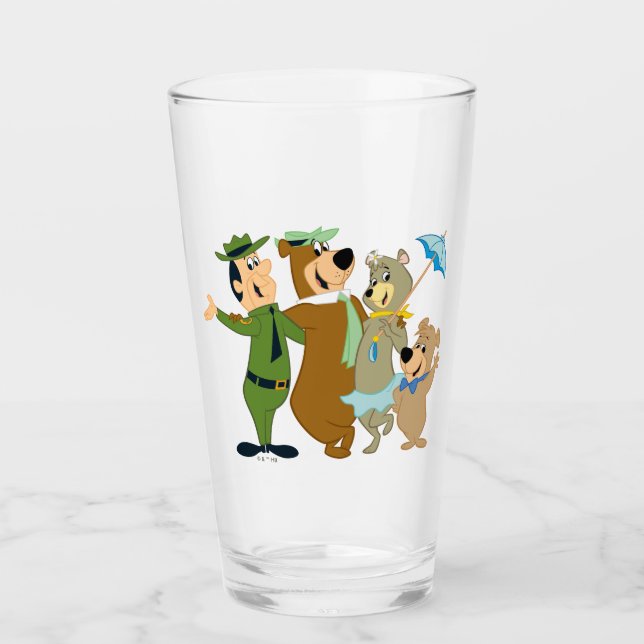 Verre Yogi Ours et amis Accueil chaleureux (Devant)