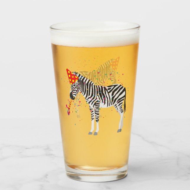 Verre Zèbre - Animaux ayant une fête (Devant (rempli))