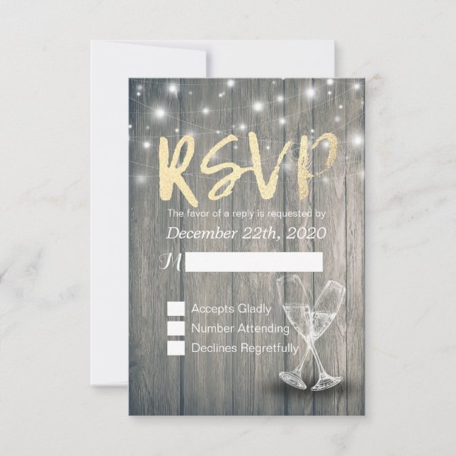 Verres à champagne pour RSVP de mariage Guirlande  (Devant)