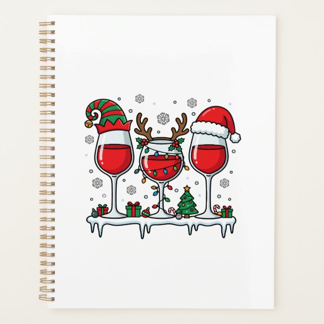 Verres à vin rouge de Noël Vecteur de vacances (Devant)