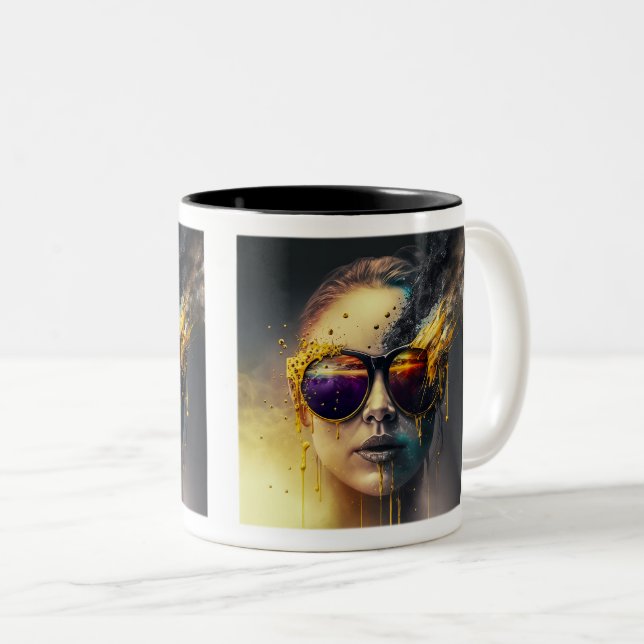 Verres brûlants Mug à deux tons, 11 oz (Devant droit)