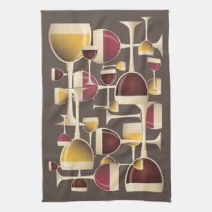 Verres de serviette de cuisine de vin rouge et