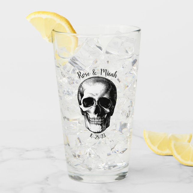 Verres Mariages d'Halloween gothique crâne (Devant glace)