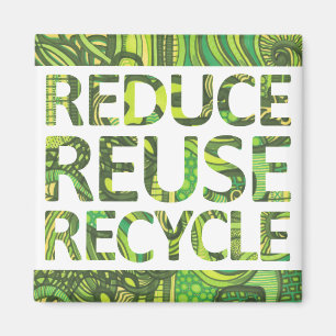 Verringern Sie Wiederverwendung recyceln gehen Magnet