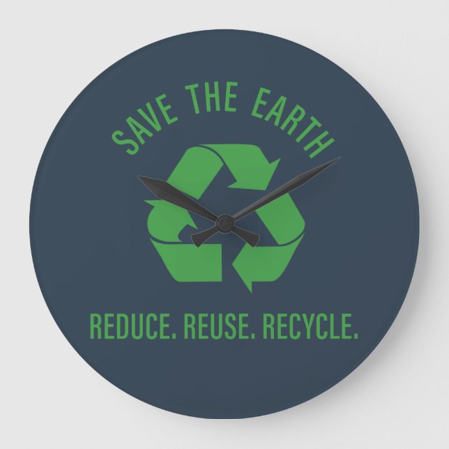 Verringerung der Wiederverwendung gerecycelt rett  Große Wanduhr (Vorderseite)