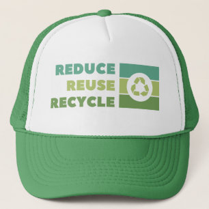 Verringerung, Wiederverwendung, Recycle der Erde Truckerkappe
