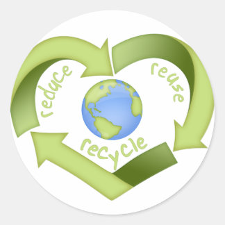 Verringerung, Wiederverwendung, Recycle Runder Aufkleber