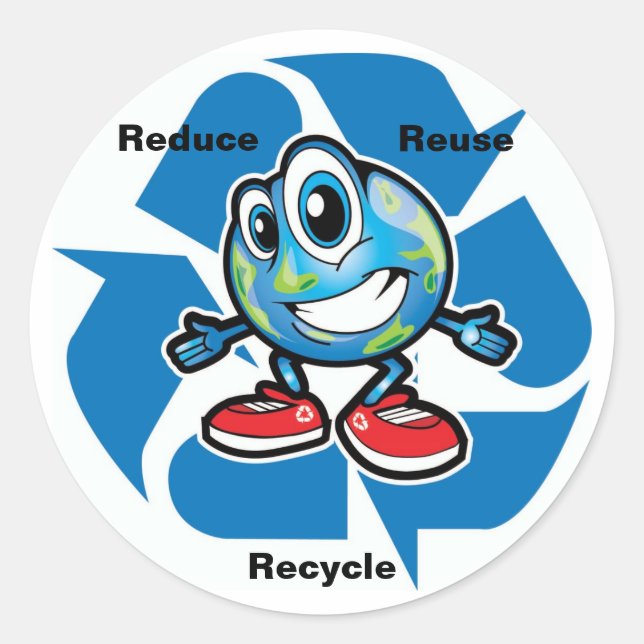 Verringerung, Wiederverwendung, Recycle Runder Aufkleber (Vorderseite)