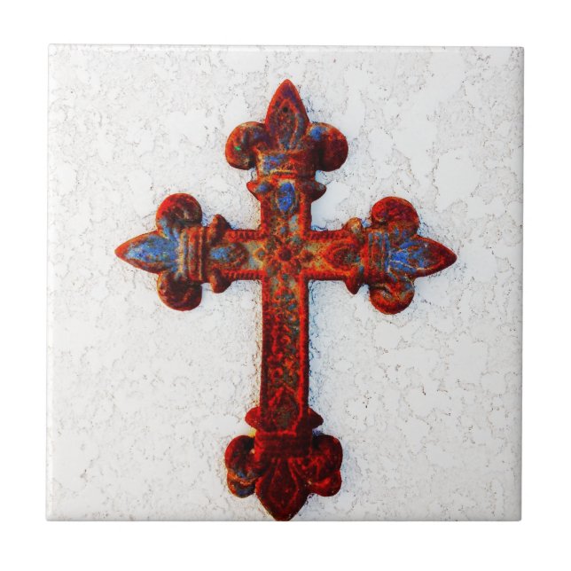 Verrostete Eisen-Kreuz-christliche Geschenke Fliese (Vorderseite)