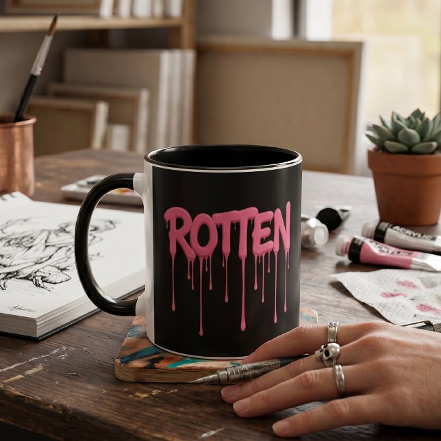 Verrottet Rosa Triefend Text-Typografie Tasse (Von Creator hochgeladen)