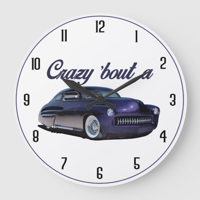 verrückt nach einem Auto Große Wanduhr (Vorderseite)