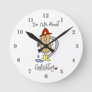 Verrückt nach Feuerwehr T-Shirts und Geschenken Runde Wanduhr