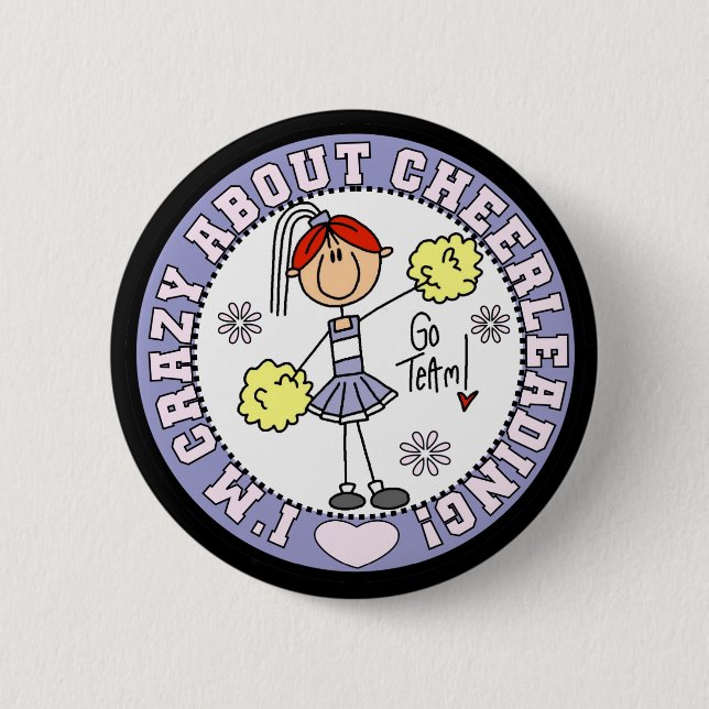 Verrückt über Cheerleading T - Shirts und Button (Vorderseite)
