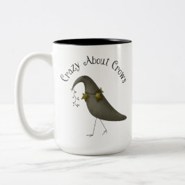 Verrückt über Krähen-Primitiv-Krähe Zweifarbige Tasse