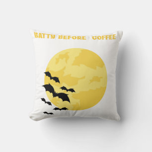 Verrückt vor Kaffee Halloween Vollmond Fledermäuse Kissen