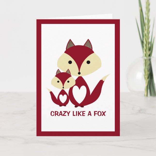 Verrückt wie ein Fuchs, Red Fox Burlap Karte (Vorderseite)