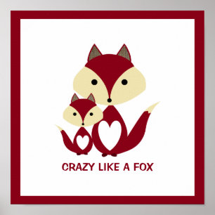 Verrückt wie ein Fuchs, Red Fox Burlap Poster
