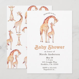 Verrückte Babyparty mit braunen Giraffen Einladung