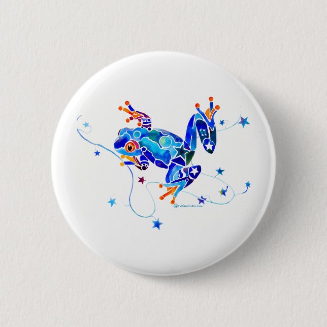 VERRÜCKTE BLAUE BAUM-FRÖSCHE BUTTON (Vorderseite)